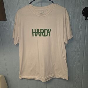 Hardy White T-Shirt with Green Logo